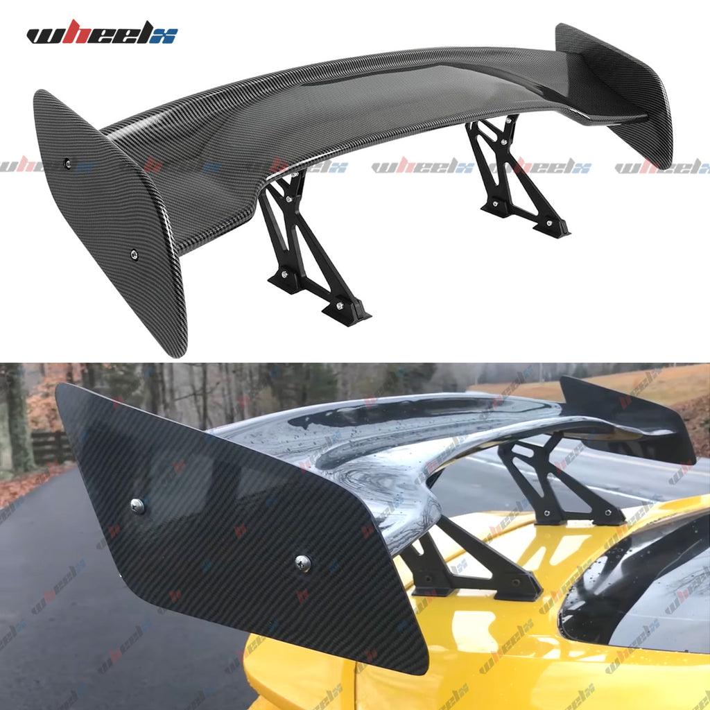 57 Inch Universal Rear Trunk Spoiler Wing GT Style ABS Racing Car Spoiler Compatible with Sedan Coupe Hatchback Wide Adjustable Rear Spoiler Wing Matt Black/ Glossy Black/ Carbon Fiber