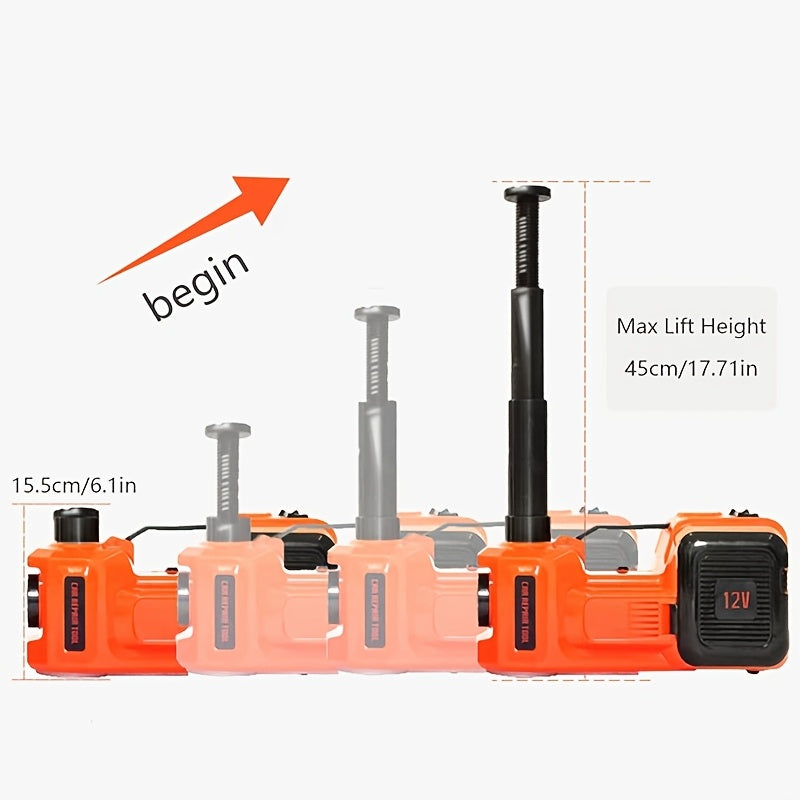 5 Ton Electric Hydraulic Car Jack Kit | 12V DC, 3-in-1 with Tire Inflator Pump, LED Flashlight, and Electric Impact Wrench, Alloy Steel, Ideal for Car, SUV, MPV, Truck Tire Change and Emergency Repair