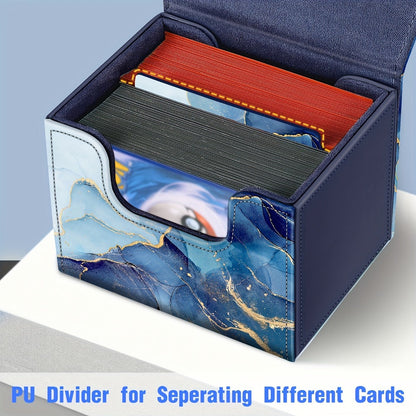 Magnetic Card Storage Box 180+ Cards MTG TCG CCG – Premium PU Leather Deck Box with Magnetic Closure, Built-In Divider, Marble & Starry Sky Colors for Trading Card Collectors & Players