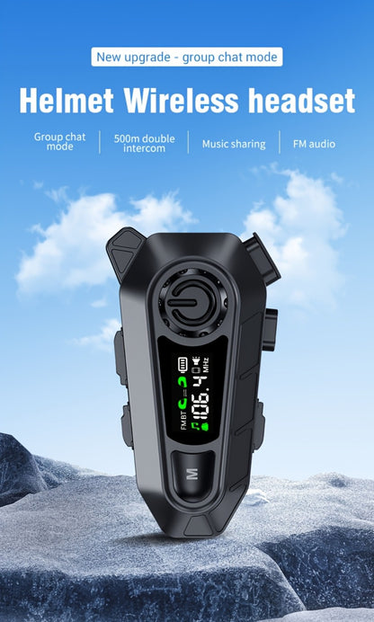 Motorcycle Helmet Bluetooth Intercom Headset 500M Range Bluetooth 5.3 LED Display Noise Cancelling Voice Control FM Radio Music Sharing for Off-Road Riding