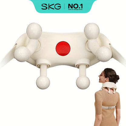 Wearable Neck & Shoulder Massager with Heat – 6D Bionic Hand Kneading Trapezius Massager, 9 Modes 3 Intensities 40-45°C Heat, Hands-Free Deep Tissue Massage for Home & Office, Gift for Women Men Mom