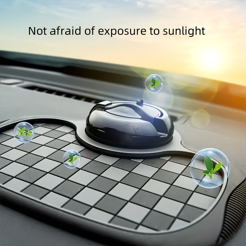 Multifunctional Non-slip Car Dashboard Cushion With Rotating Mobile Phone Holder, Large-capacity Glasses And Key Storage, Heat-resistant Silicone, Lattice Design, Suitable For All Vehicles, Car Mobile Phone Holder, Modern Dashboard Accessories