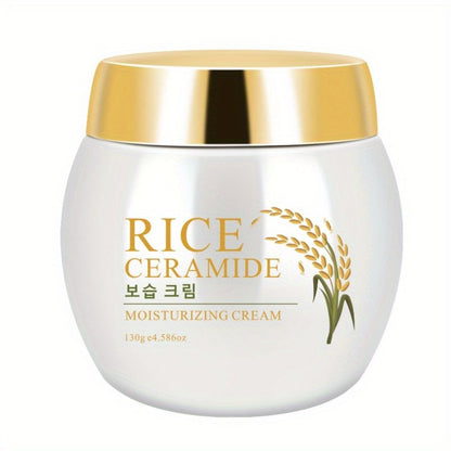 Rice Ceramide Moisturizing Face Cream 4.586oz - Deep Hydration with Rice Extract, Hyaluronic Acid & Ceramide | 24-Hour Nourishment | Day & Night | Dry & Sensitive Skin
