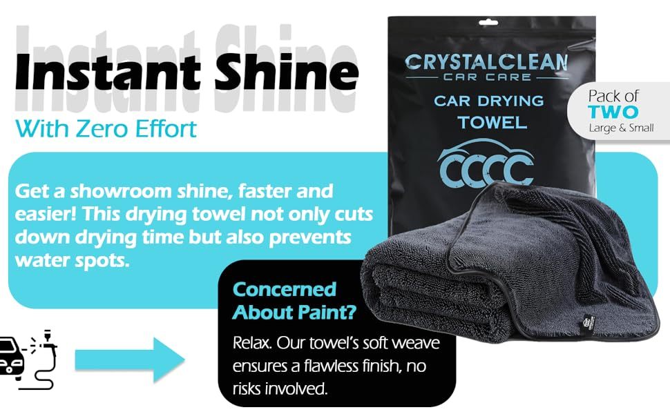 Extra Large Pack of 2 Double Twisted Loop Quick-Drying Towel | 24X36 Inches 1400GSM And 12X12 Inches | High Absorbency | Leaving No Streaks | Designed for Car Detailing