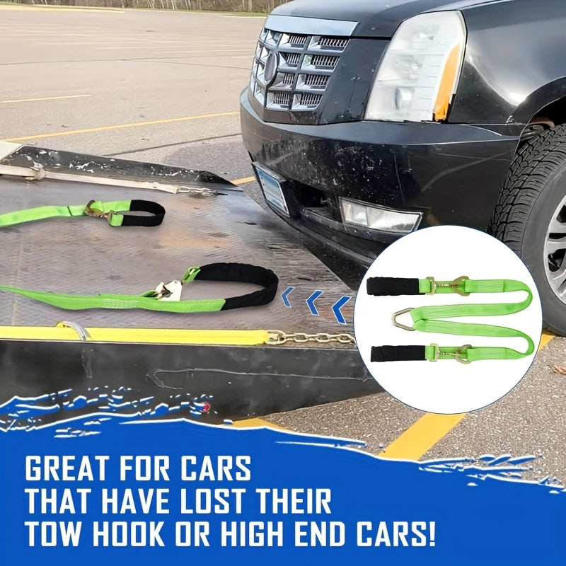2pcs/set Mytee Products V-Bridle Strap 2" X 6' W/Snap Hooks W/Cordura Sleeve And Axle V-Bridle Strap 2" X 4' W/Snap Hooks/Cordura Sleeve And Axle Strap, D Ring Middle, Heavy-Duty Tow Straps for UTV ATV Truck Car Tractor SUV