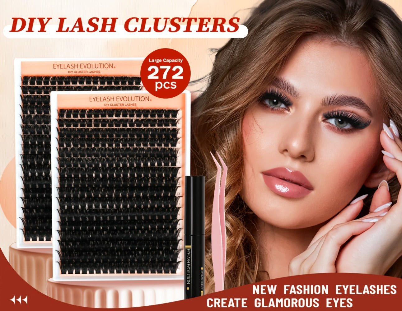 100D Volume Cluster Lashes DIY Individual Lash Extension Kit – Soft Reusable Single Clusters for Full Thick Dramatic Lash Look, Beginner & Pro Friendly Home Salon Use