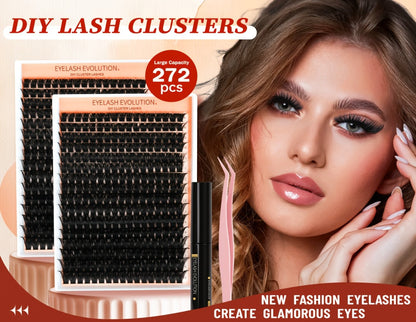 100D Volume Cluster Lashes DIY Individual Lash Extension Kit – Soft Reusable Single Clusters for Full Thick Dramatic Lash Look, Beginner & Pro Friendly Home Salon Use