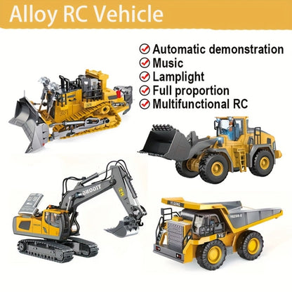 RC Construction Vehicle Set 2-in-1 & 3-in-1 – 2.4G 11-Channel Remote Control Excavator Dump Truck Forklift Bulldozer, Alloy & Plastic Engineering Toy Car Kit for Kids Boys, Birthday Christmas Gift