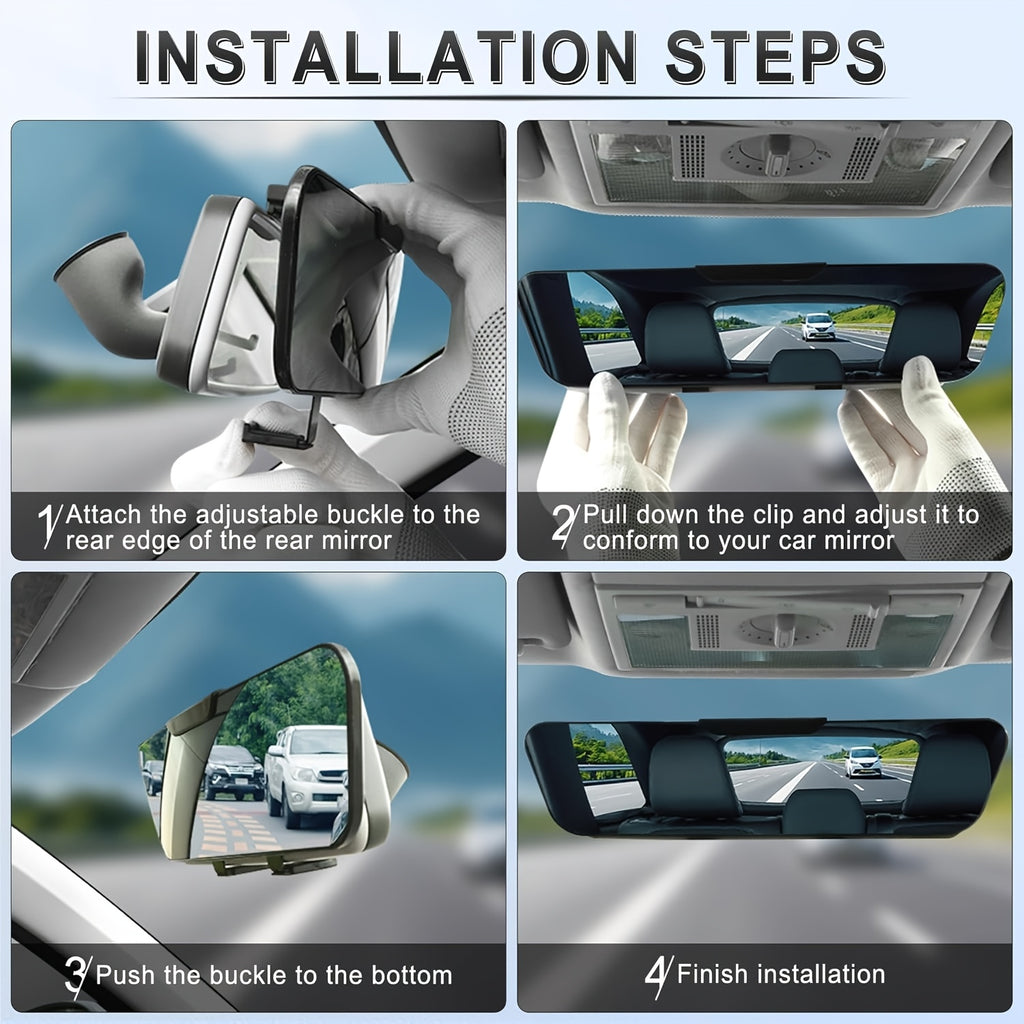 Anti-glare Rearview Mirror, Universal 12-inch (305mm), Wide-angle Panoramic Convex Rearview Mirror, Can Be Clipped On The Original, Eliminating Blind Spots And Anti-glare for Cars, SUVs And Trucks. Give Away 3 Aromatherapy.