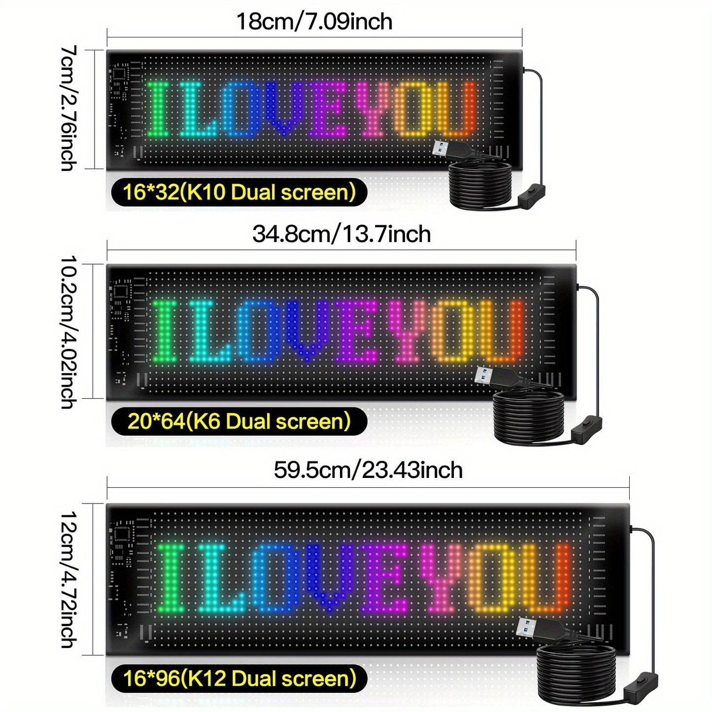 Flexible LED Scrolling Sign – APP-Controlled Programmable Display, Scrolling Text & Animation, Color-Changing, USB Powered for Car, Store & Indoor Use