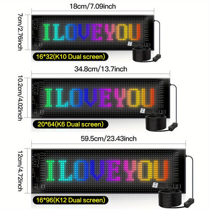 Flexible LED Scrolling Sign – APP-Controlled Programmable Display, Scrolling Text & Animation, Color-Changing, USB Powered for Car, Store & Indoor Use