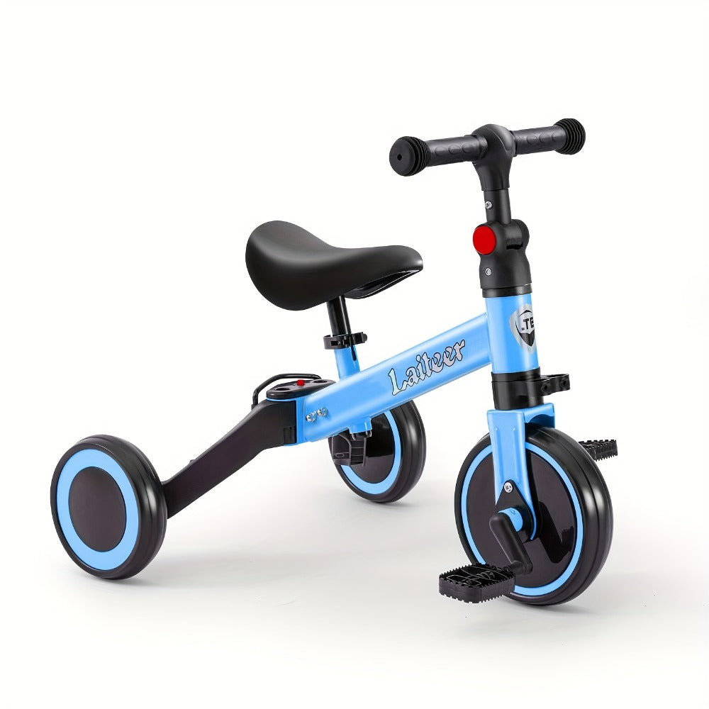 3-in-1 Toddler Balance Bike Convertible Tricycle for Kids Ages 2-5 Adjustable Foldable Rear Wheels Removable Pedals Trike Balance Bike Combo Birthday Gift Boys Girls