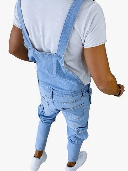 Men's Hooded Coveralls - Multi-Pocket Denim Design