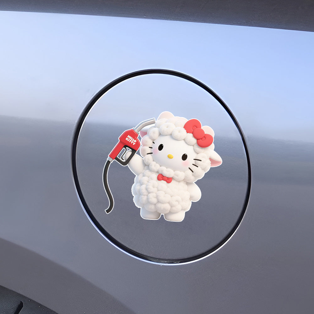 Sanrio Licensed Hello Kitty Sheep Car Decal - Cute Cartoon Vinyl Sticker for Fuel Tank, Durable Weather-Resistant Automotive Exterior Decoration, Pet Car Accessories, Playful Vehicle Accessory, Kawaii Style, Longlasting Adhesive, Kawaii Lovers, Auto