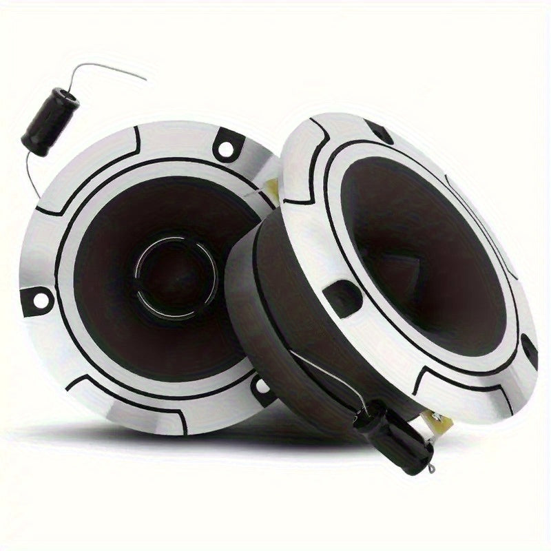 Set of 2, Maximum Power of 500W, 4-Ohm High-Pressure Car Ultrasonic Tweeter Featuring an Aluminum Frame And Diaphragm, Dual-Channel with Capacitor, Without Battery