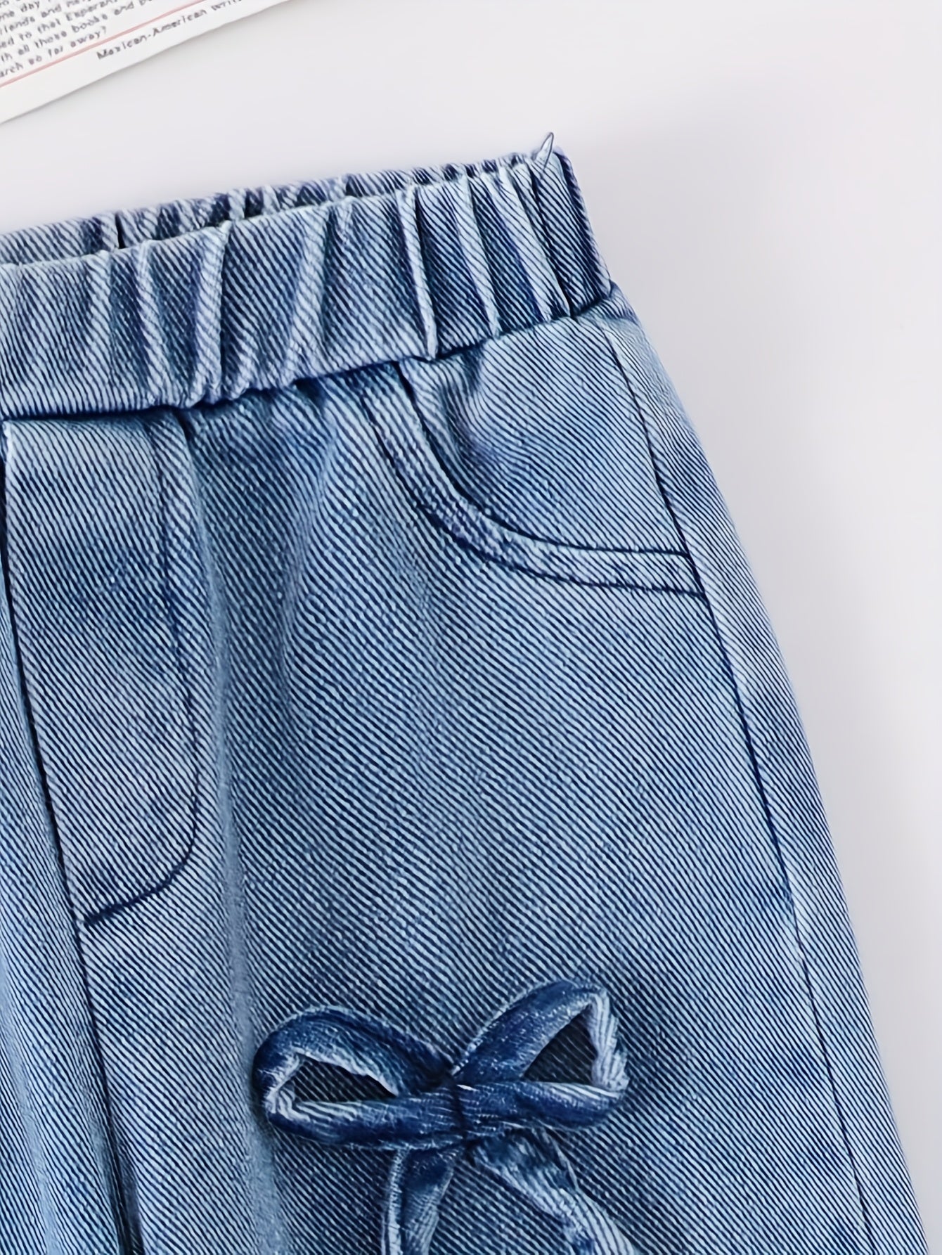 Girls' Denim Outfit Set - Short Sleeve Spring