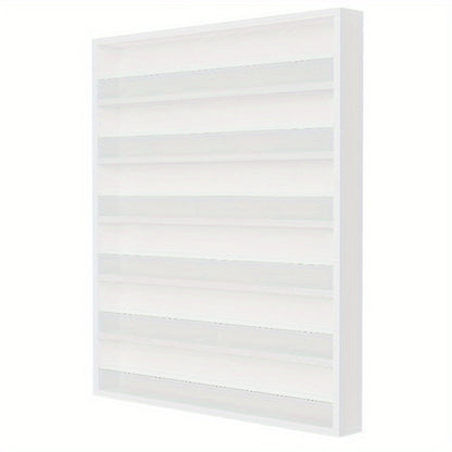 Wall Mount Nail Polish Rack 6 Tier Holds 120 Bottles with Acrylic Baffles — Large Nail Varnish Display Shelf Organizer for Salon Home White Black