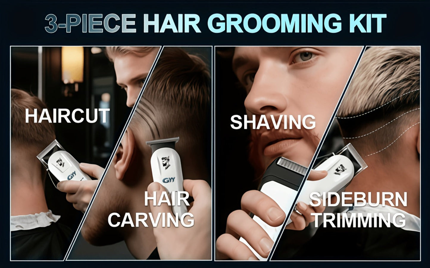 Hair Clipper Kit with Scissors for Home & Salon — Professional Stainless Steel Blade, Digital Display, USB Rechargeable Hair Cutting Set, Complete Grooming Kit, Gift for Father's Day & Birthdays