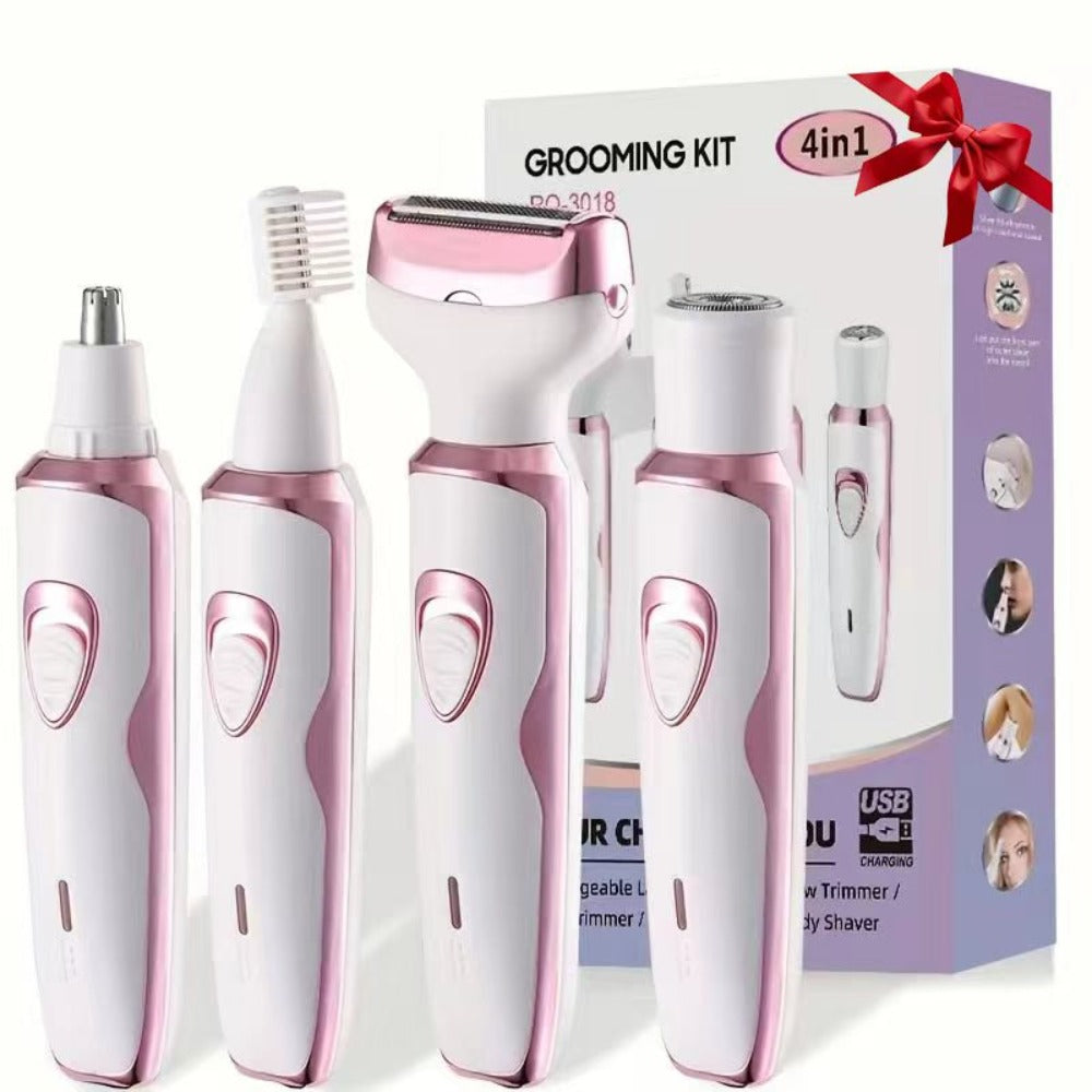 Facial Hair Remover for Women Electric USB Rechargeable Multifunctional Trimmer Set for Eyebrows Nose Face Legs Painless Portable Lady Grooming Kit Pink Purple Gift Set
