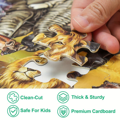Double Sided Puzzle for Kids 100 Pieces Jungle Animals – 2-in-1 Jigsaw Educational Toy for Boys & Girls Ages 3 4 5 6 7 8, Fun Learning Activity, Birthday Christmas Thanksgiving Easter Gift