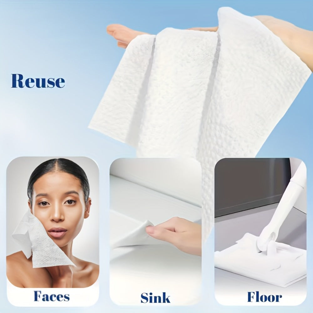 Disposable Face Towels Jumbo Ultra-Soft Extra Thick – Highly Absorbent Dry Wet Dual-Use Facial Wipes for Makeup Removal, Facial Cleansing, Spa & Travel, All Skin Types, 50 / 100 / 150 Sheets per Pack