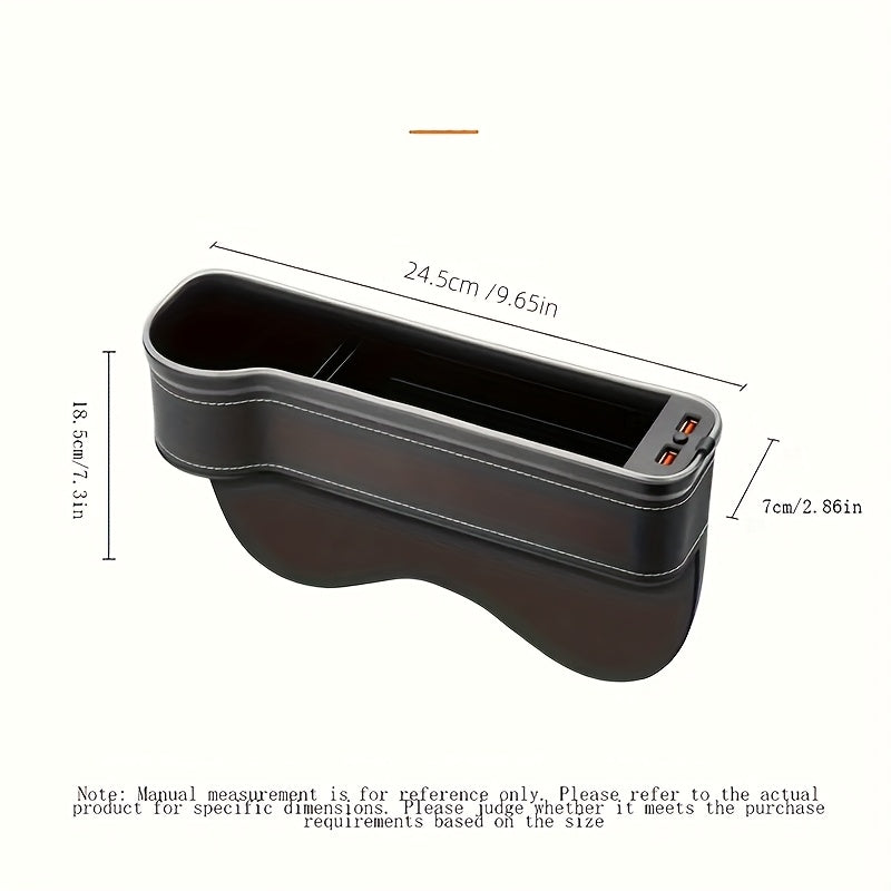 Car Seat Gap Storage Box, Phone Holder Charger, Clutter Organizer, Car Seat Gap Organizer with LED Ambient Lighting, Faux Leather Multi-Function Console Side Bag with Dual USB Charging Ports, for Vehicle Interior Additions