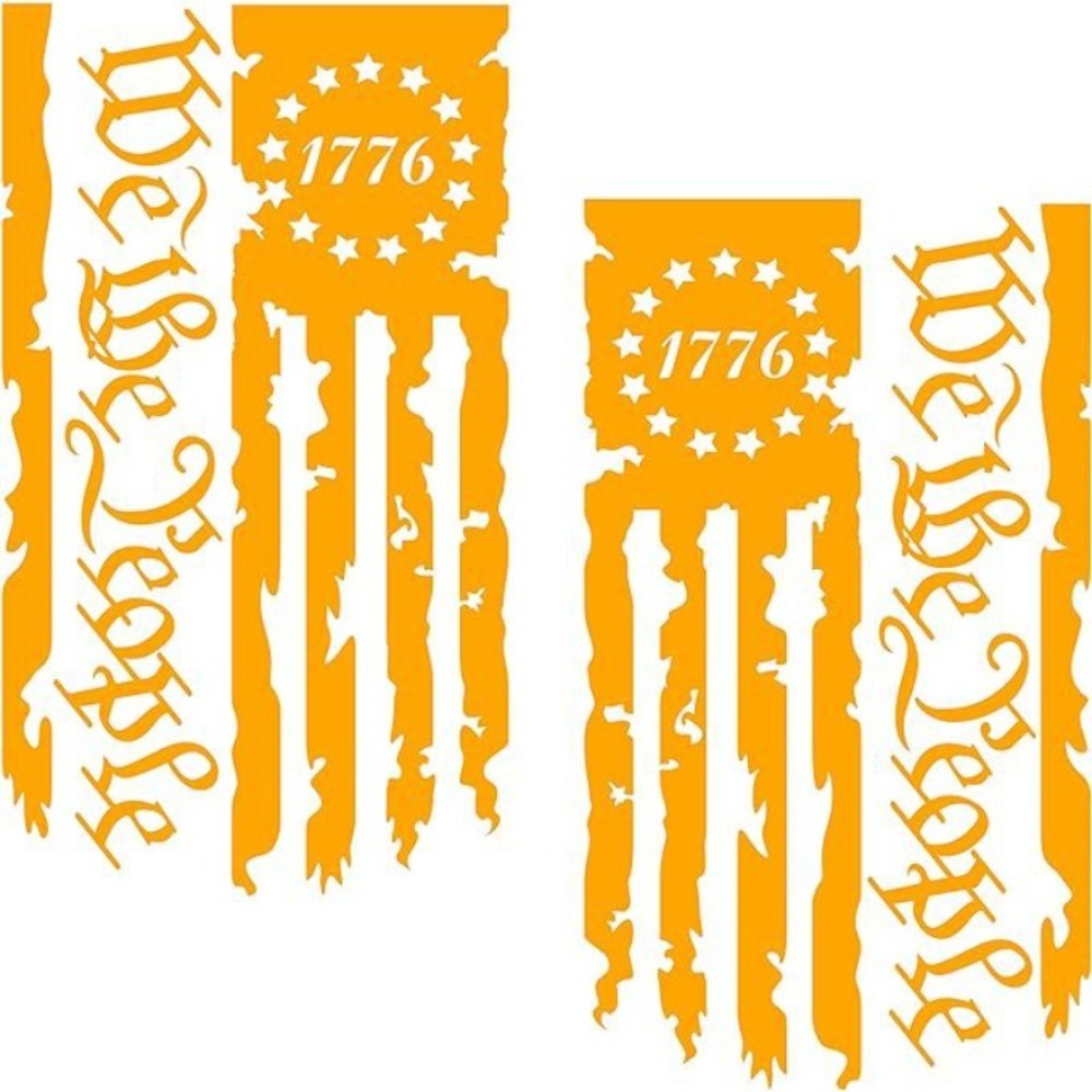 American Flag Vinyl Decal Stickers - We The People 1776 Patriot 250th Anniversary Truck Tailgate Decal, Car Window Bumper Sticker, Home Wall Decor, 2 Pack (Black, Red, White)