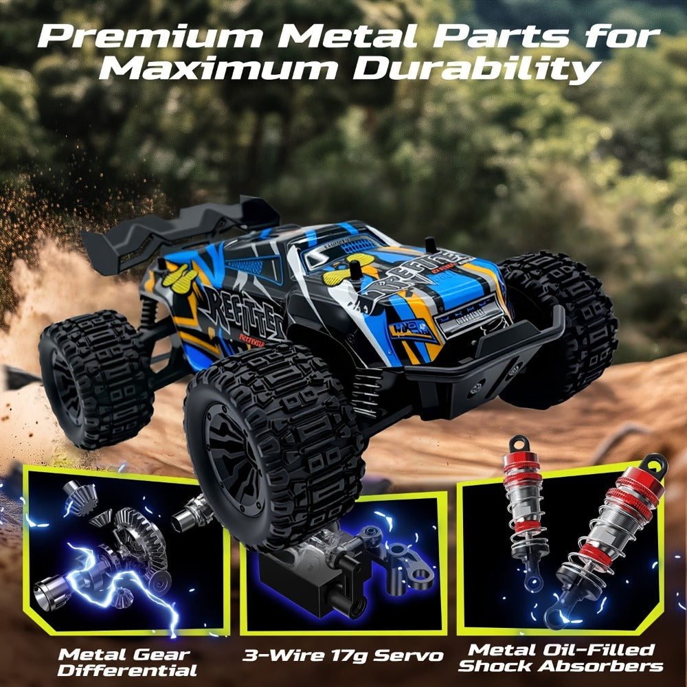 1:18 Scale RC Off-Road Car 35+ KM/H 4WD – 2.4GHz High Speed All-Terrain Remote Control Truck, Hobby Grade RC Racing Crawler for Kids & Adults, Birthday Gift, Blue or Red