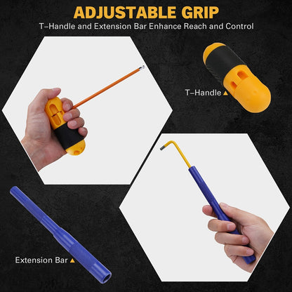 Allen Wrench Set Ball End Hex Key - SAE & Metric Color-Coded with T-Handle & Torx Keys Chrome Vanadium Steel for Bicycle Repair Auto DIY Home Improvement