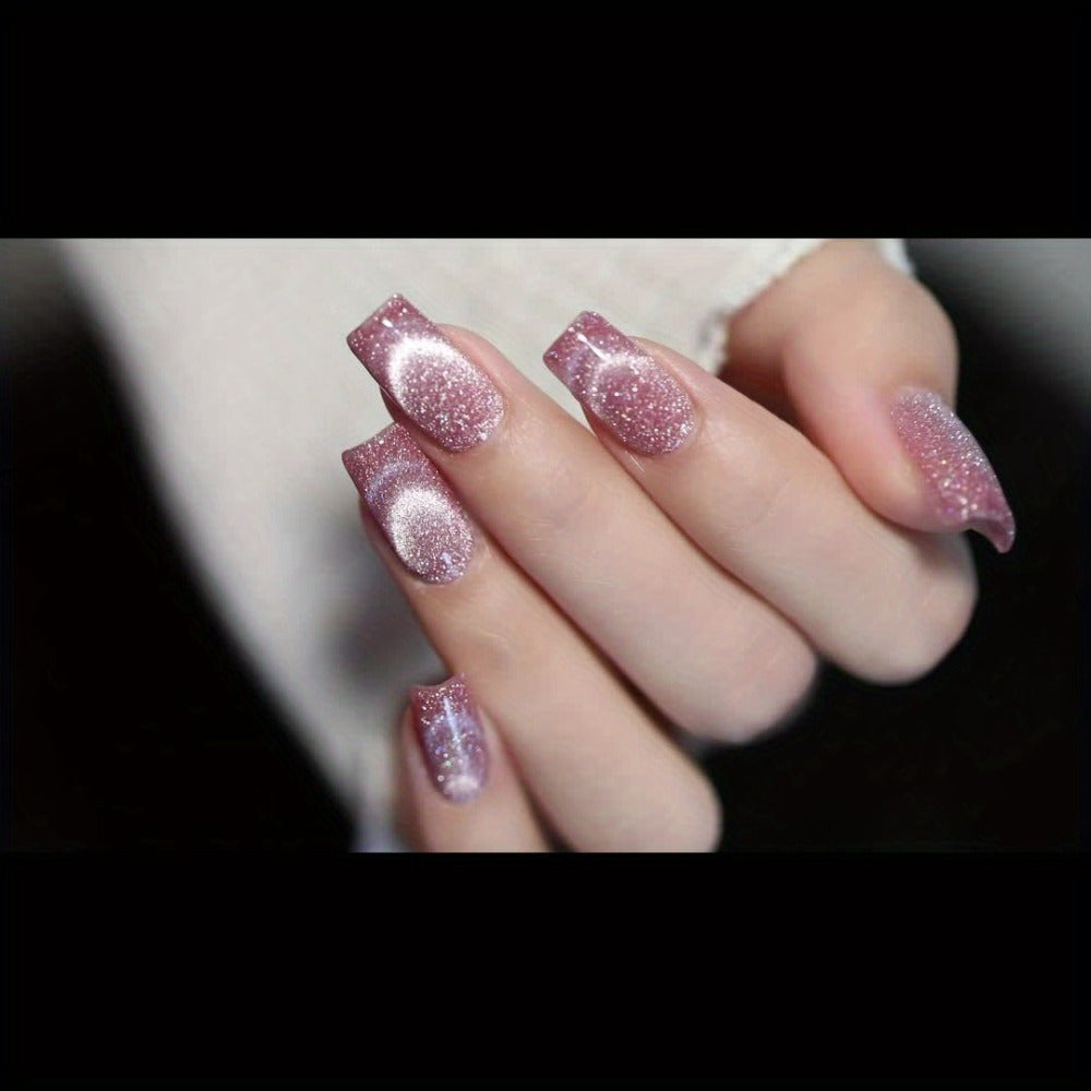 Cat Eye Magnetic Gel Nail Polish Set 6 Colors - Sparkling Stars Dynamic Rhinestone UV LED Soak Off Long Lasting Photo Frame Bottle Nail Art Kit for Women Home Salon