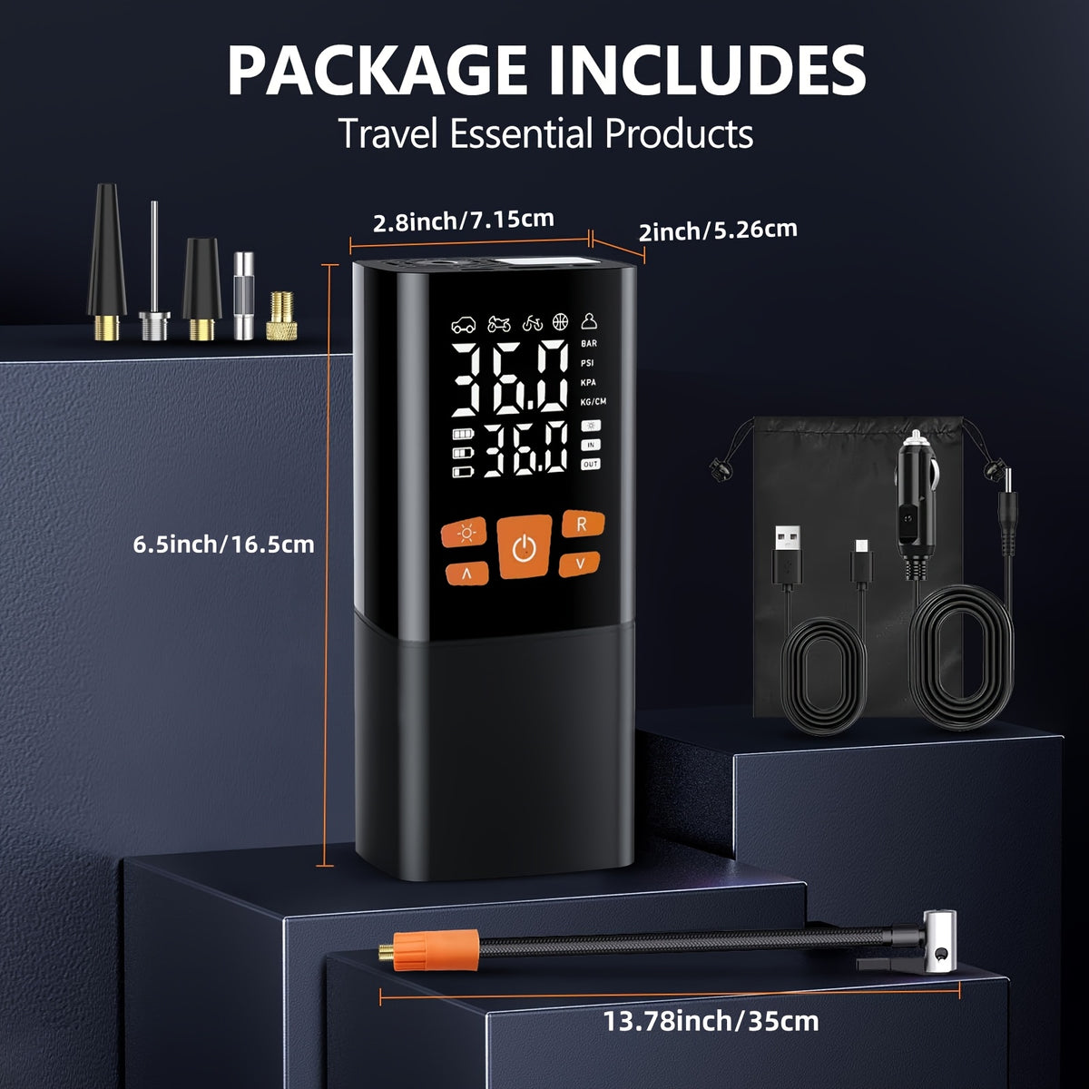 Tire Inflator Portable Air Compressor, 150PSI Air Pump for Car Tires with 25000mAh Battery, One Click Smart Air Pump Tire Inflator for Car, Motorcycle, Bicycle And More with Tire Pressure Gauge