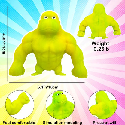 Stretchy Gorilla Fidget Toy Squishy Squeeze Monkey – PVA Sponge Sensory Stress Relief Toy for Kids & Adults, 5 Colors, Easter Basket Stuffer, Christmas Stocking Stuffer, Party Favor