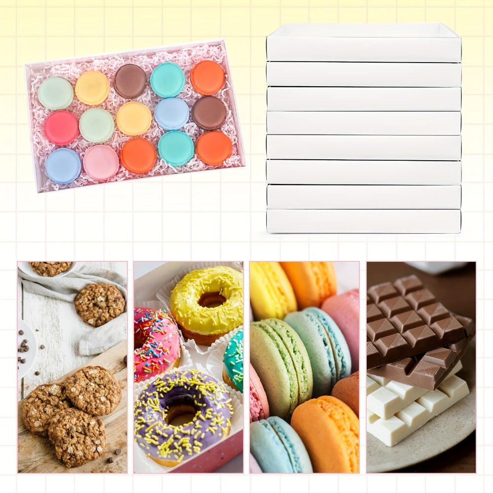 Cookie Boxes with Clear Lids 50pcs - White Bakery Boxes with Window for Macarons, Chocolates, Candy, Pastry - Paper Gift Boxes for Wedding, Christmas, Father's Day, Birthday Party Favors & Professional Baking