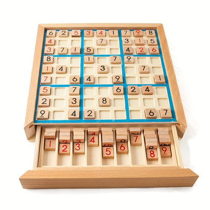 Wooden Sudoku Board Game for Kids & Adults – Logic Brain Teaser Puzzle with Challenge Cards, Number Thinking Educational Family Game, Gift for Christmas Halloween Birthday