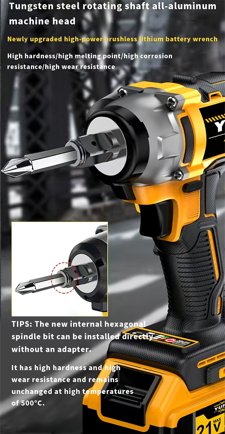 21V Wireless Impact Wrench, Impact Wrench High Torque, Wireless Wrench Kit Tools, Equipped with 4000mAh Battery, Rechargeable Battery. Wireless Drill/driver Compatible with Car, Motorcycle Repair - An Ideal Gift for Mechanics, DIY Enthusiasts And Men