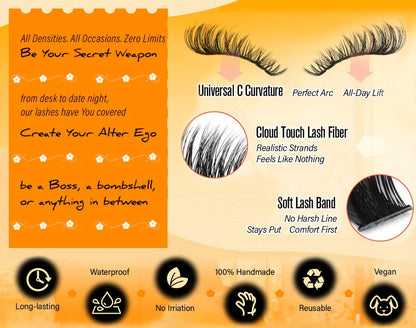 708Pcs Mixed Density Lash Clusters Kit 8-16mm 30D-100D Mega Volume with Glue Tweezers & Brush – Soft Reusable DIY Cluster Lashes for Natural to Dramatic Salon-Style Eye Makeup at Home