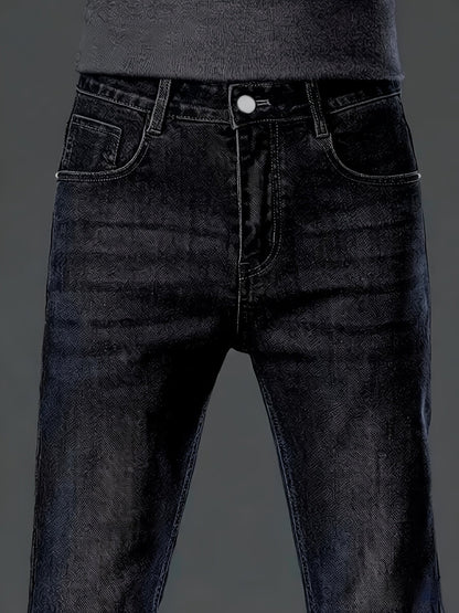 Men's Straight Leg Jeans - Classic Wash Clean Finish Streetwear 957605