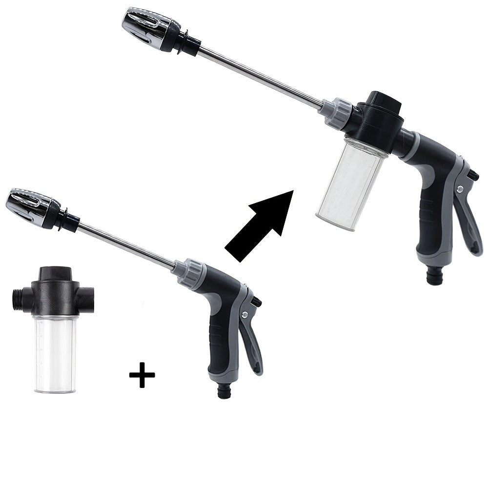 High Pressure Car Wash Gun with Long Extension Rod – Adjustable Spray Nozzle, Leak-Proof Connector, Fits Garden Hose – Car Truck RV & Garden Cleaning Wand