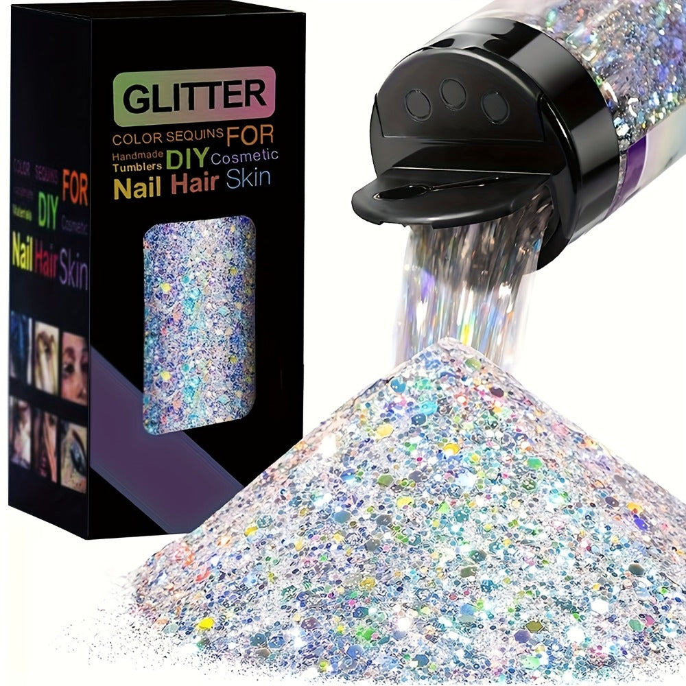 Holographic Chunky Glitter Set 4 Boxes 200g — Laser Diamond Metallic Hexagonal Flakes for Epoxy Resin, Tumblers, Scrapbooking, Nail Art & DIY Crafts, Mixed Colors