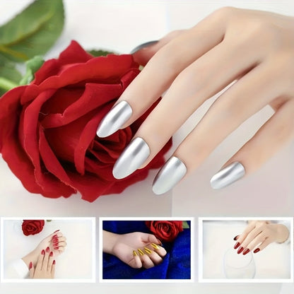 Chrome Nail Polish Set 12 Colors Mirror 3D Metallic Effect with Built-in Fine Brush — Long-Lasting Metal Paint for Salon & DIY Nail Art Design, Manicure Gift Set for Women & Girls