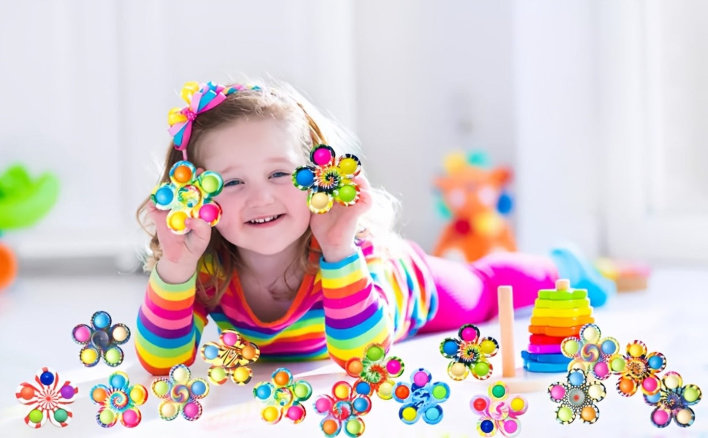 Fidget Spinners Bulk 32 Pack – Bubble Pop Sensory Spinner Toys for Kids Adults ADHD Anxiety Relief Classroom Rewards Birthday Party Favors Goodie Bag Fillers