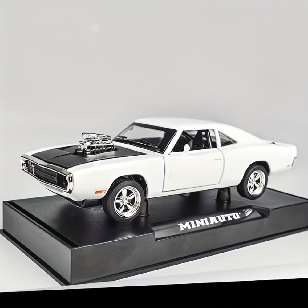 Dodge Challenger Diecast Model Car Zinc Alloy Collectible Static Replica – Highly Detailed Home & Office Decor, Birthday Christmas Gift for Car Enthusiasts (Blue / Black / White)