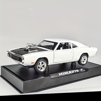 Dodge Challenger Diecast Model Car Zinc Alloy Collectible Static Replica – Highly Detailed Home & Office Decor, Birthday Christmas Gift for Car Enthusiasts (Blue / Black / White)