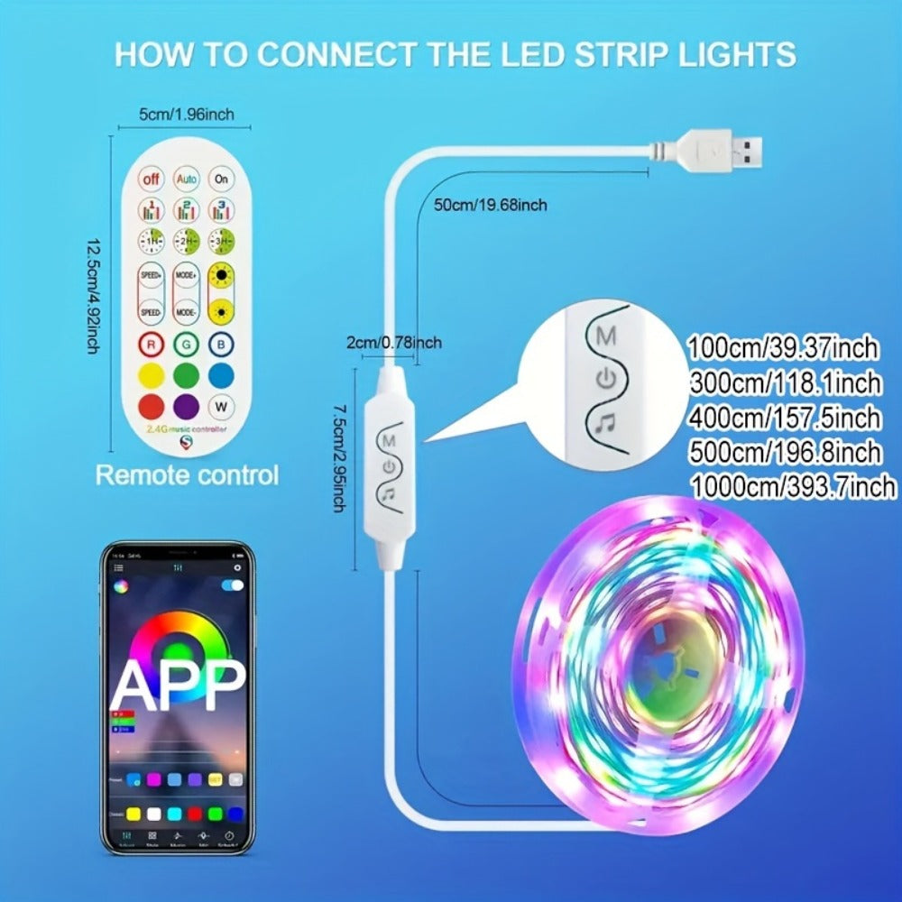 RGBIC TV Backlight Strip Lights for 10-85 Inch TV & Monitor, USB Powered Smart LED Bias Lighting with App Control, IR Remote, Music Sync, Color Changing, Bedroom Living Room Kitchen Christmas Decoration