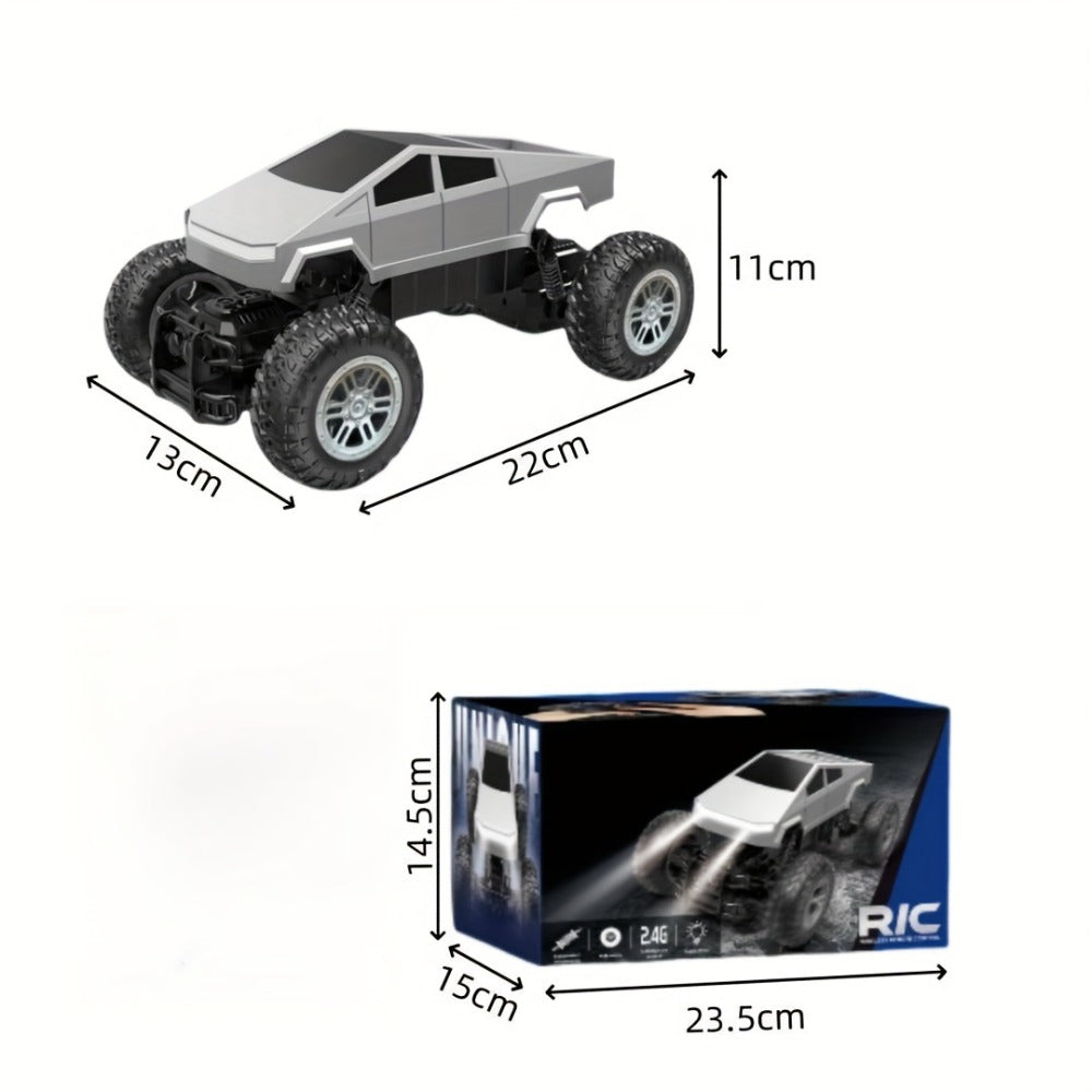1:16 RC Monster Truck 2.4GHz 4WD Large Wheel Off-Road Pickup with LED Lights 45° Climb – All-Terrain Remote Control Car for Boys Kids – Birthday Christmas Gift