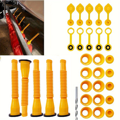 31pcs Gas Can Spout Replacement Kit, Nozzle Length Is 8.1in, Easier to Use. Ror Most 1/2/5/10 Gal Oil Cans. with Gas Tank Vent Caps, Thick Rubber Pad, Spout Cover, Base Caps