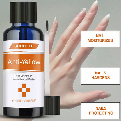 Nail Strengthener Liquid – Anti-Yellowing Extra Strong Formula, Softens & Moisturizes Nails & Cuticles, Restores Smooth Shiny Nails, Daily Treatment for Women & Men