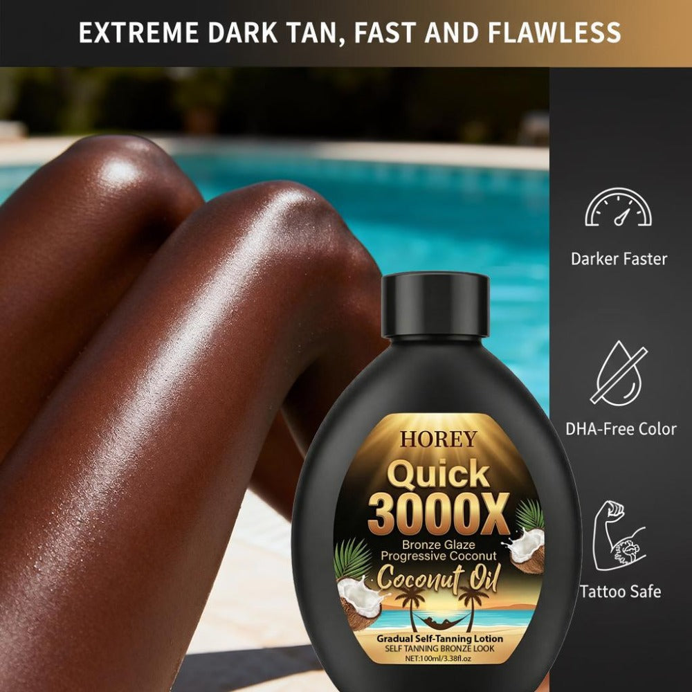 Self Tanning Lotion Coconut Extract Gradual Sunless Tanner 100ml - Natural Sun-Kissed Glow Streak-Free Moisturizing Body Lotion for Women Men All Skin Tones Year-Round Bronze Tan