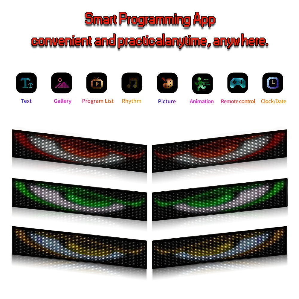 2pcs Flexible Eye Shape LED Sign, APP & Remote Control Programmable, 5V USB DIY Light for Car Party Holiday Gift
