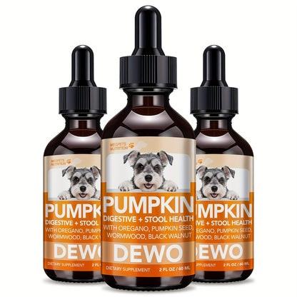 Pet Gut Wellness Drops with Black Walnut & Pumpkin Seed - Digestive Supplement for Dogs & Cats, Flora Balance, Intestinal Cleanliness & Overall Vitality, Natural Formula, 2 fl oz